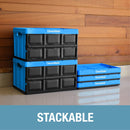 CleverMade Collapsible Plastic Storage Bins with Handles - Multi-Use Stackable Folding Crates for Home and Garage Organization - 32L CleverCrates - Pack of 3, Charcoal