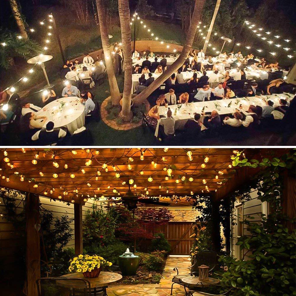 Amico 49FT Outdoor String Lights Commercial Grade Weatherproof Dimmable Patio Light String - 11W Incandescent Edison Bulb - UL Listed Heavy-Duty Decorative Yard Bistro Market Café Lights