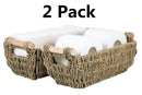 URFORESTIC Storage Baskets, Decorative Seagrass Basket Tote with Wooden Handles, 12" x 6.3" x 4.3", 2-Pack