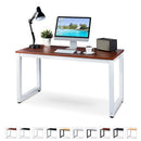 Luxxetta Office Computer Desk – 55” x 23” Beige Laminated Wooden Particleboard Table and White Powder Coated Steel Frame - Work or Home – Easy Assembly - Tools and Instructions Included
