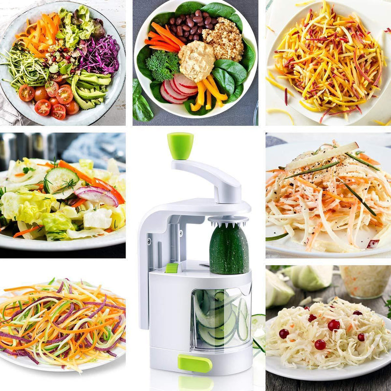 Spiralizer Vegetable Slicer, 4-Blade Vegetable Spiralizer, Heavy Duty Spiral Slicer, Zucchini Noodle & Veggie Pasta & Spaghetti Maker with Powerful Suction Base for Healthy Low Carb