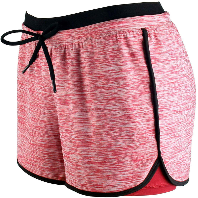 RIBOOM Women Workout Fitness Running Shorts Double Layer Active Yoga Gym Sport Shorts