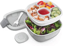 Bentgo Salad BPA-Free Lunch Container with Large 54-oz Salad Bowl, 3-Compartment Bento-Style Tray for Salad Toppings and Snacks, 3-oz Sauce Container for Dressings, and Built-In Reusable Fork (Purple)