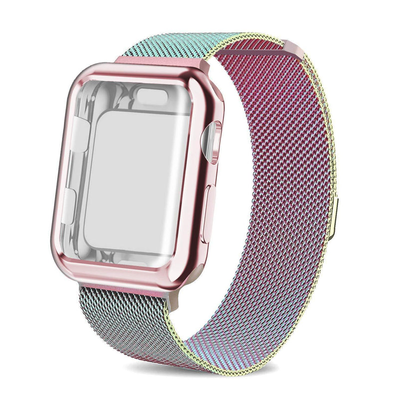 AdMaster Compatible Apple Watch Band 38mm 42mm, Stainless Steel Mesh Milanese Sport Wristband Loop with Apple Watch Screen Protector Compatible for iWatch Series 1/2/3