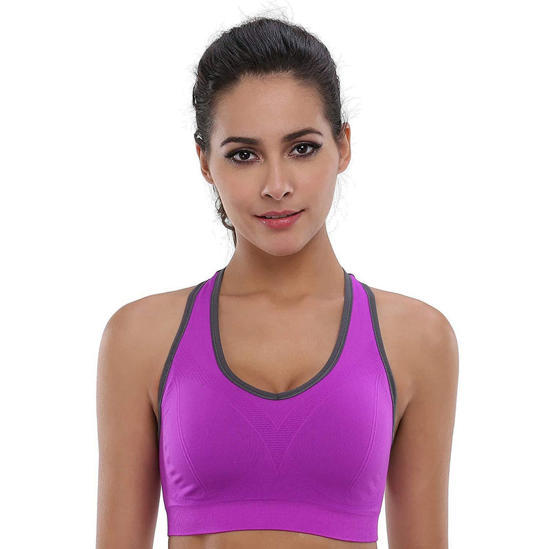 BAOMOSI Women's Seamless Racerback Sports Bra High Impact Support Yoga Gym Workout Fitness