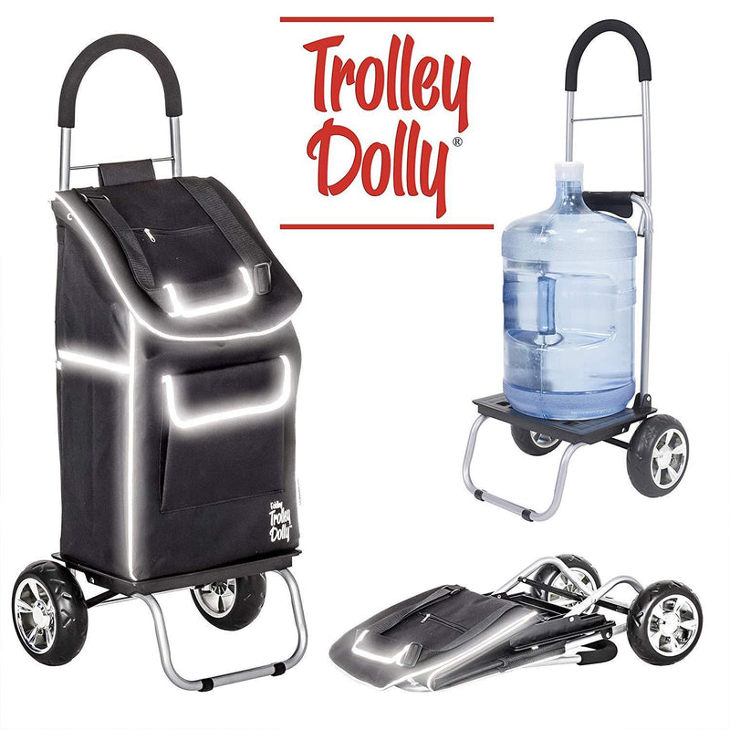 Trolley Dolly, Black Shopping Grocery Foldable Cart