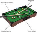 Mini Tabletop Pool Set- Billiards Game Includes Game Balls, Sticks, Chalk, Brush and Triangle-Portable and Fun for the Whole Family by Hey! Play!