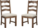 Emerald Home Furnishings  Bay Rustic Brown Dining Chair with Upholstered Seat, Ladder Back, And Nailhead Trim, Set of Two