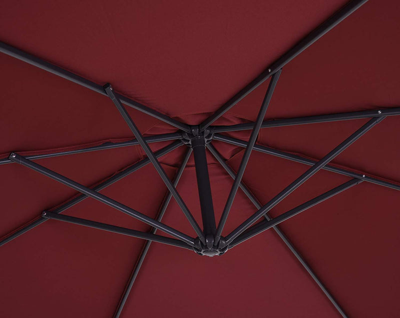 Patio Watcher 10-Feet 8 Ribs 250GSM UV Resistant Polyester Fabric Aluminum Offset Patio Umbrella, Red