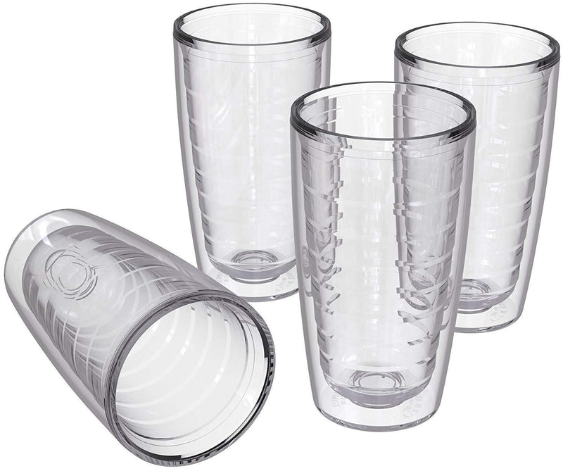 4-pack Insulated 16 Ounce Tumblers - Clear - Sweat Resistant - BPA-Free - Made in USA