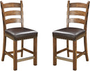 Emerald Home Chambers Creek Brown 24" Bar Stool with Upholstered Faux Leather Seat And Nailhead Trim, Set of Two