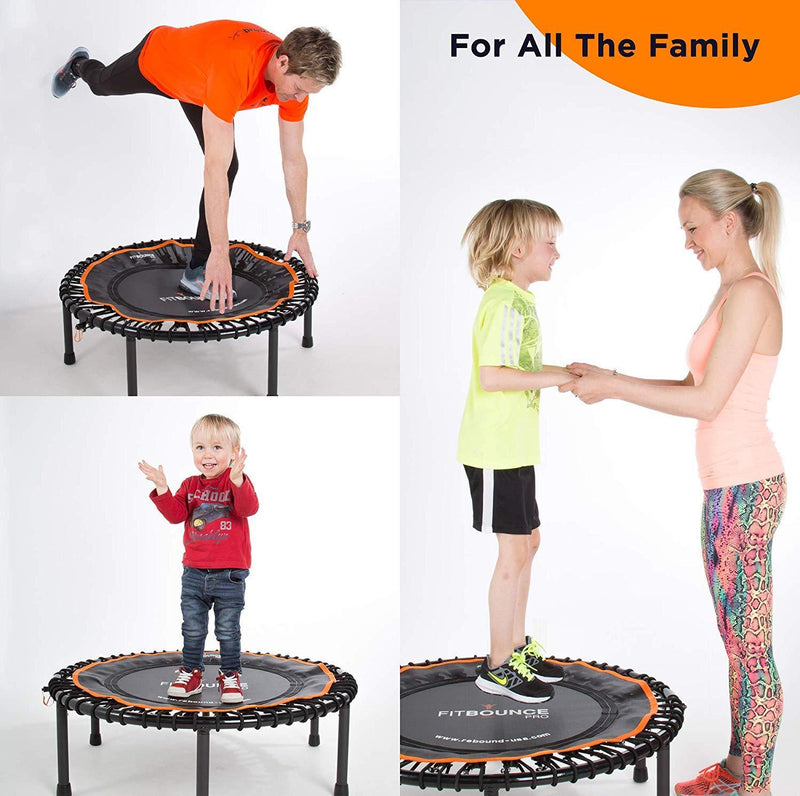 FIT BOUNCE PRO II Bungee Rebounder | Half Folding, Silent& Beautifully Engineered Professional Mini Trampoline for Adults & Kids | Includes DVD, Storage Bag & BounceCounter| Free Online Video Workouts