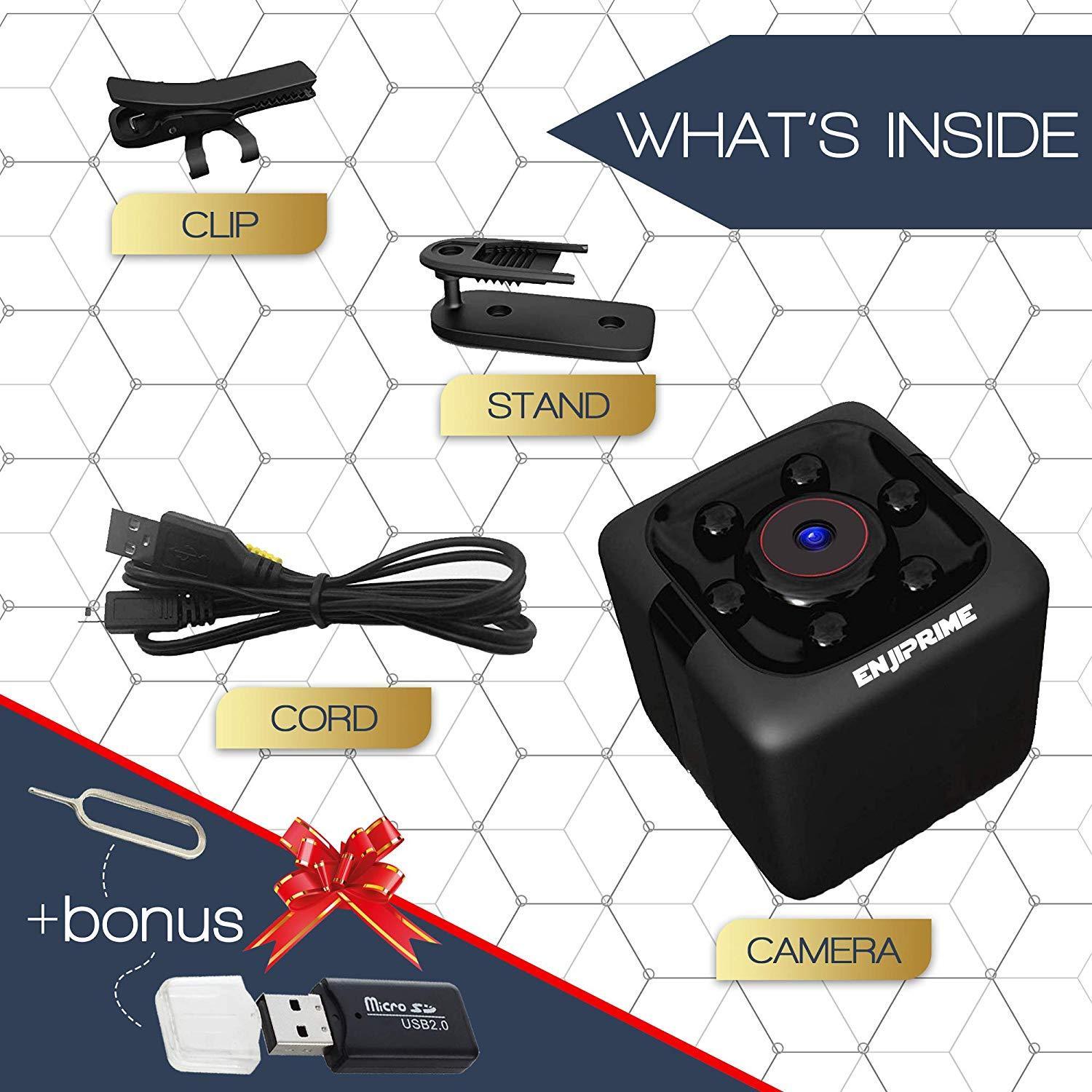 Spy Hidden Camera Nanny Cam - Mini Wireless Cop Cam Action Cameras for Indoor or Outdoor, Home Office or Car Video Recorder with 1080p HD Recording and Night Vision Monitoring Camera