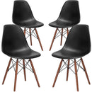 Poly and Bark Vortex Side Chair Walnut Legs, Black, Set of 4