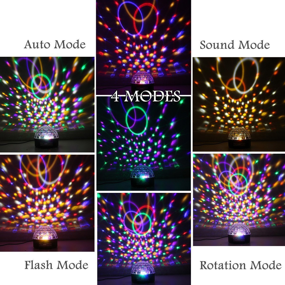Disco Lights, JELEGANT Dj Light LED Stage Light Party Lights Disco Ball Strobe Light Crystal Magic Ball Lights Sound Activated Strobe Light for Wedding Party KTV Club Pub Show Nightclub Karaoke