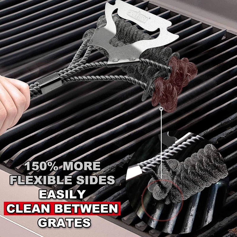 Grill Brush Bristle Free & Scraper - Safe BBQ Brush for Grill - Non Wire Stainless Grill Cleaner/Cleaning Brush - Best Rated BBQ Accessories Scrubber - Safe for Porcelain/Weber Gas/Charbroil Grates by GRILLART