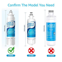 AQUACREST NSF 53&42 ADQ73613401 Refrigerator Water Filter, Compatible with LG LT800P, ADQ73613402, Kenmore 9490, 46-9490 (Pack of 2)