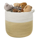 Goodpick Baby Nursery Woven Basket -15'' X 15'' X 14.2'' Storage Basket Cotton Rope Cloth Hamper Basket with Handle for Pillow Blanket Shoes Boho Home Decor Beach Basket, Ginger Color
