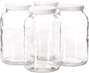 Sun & Sprouts 4 Pack- 1 Gallon Mason Jar - Glass Jar Wide Mouth with Airtight Foam Lined Plastic Lid - Safe Mason Jar for Fermenting Kombucha Kefir - Storing and Canning- By Kitchentoolz