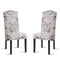 Merax Script Fabric Accent Chair Dining Room Chair with Solid Wood Legs, Beige,Set of 2