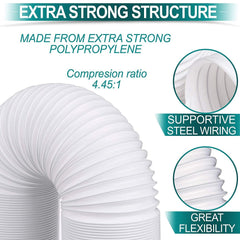Portable Air Conditioner Exhaust Hose (78" Long) 5 Inch Diameter, Counter-Clockwise Threads | AC Conditioning Unit Tubing | Flexible, Extendable Design | White
