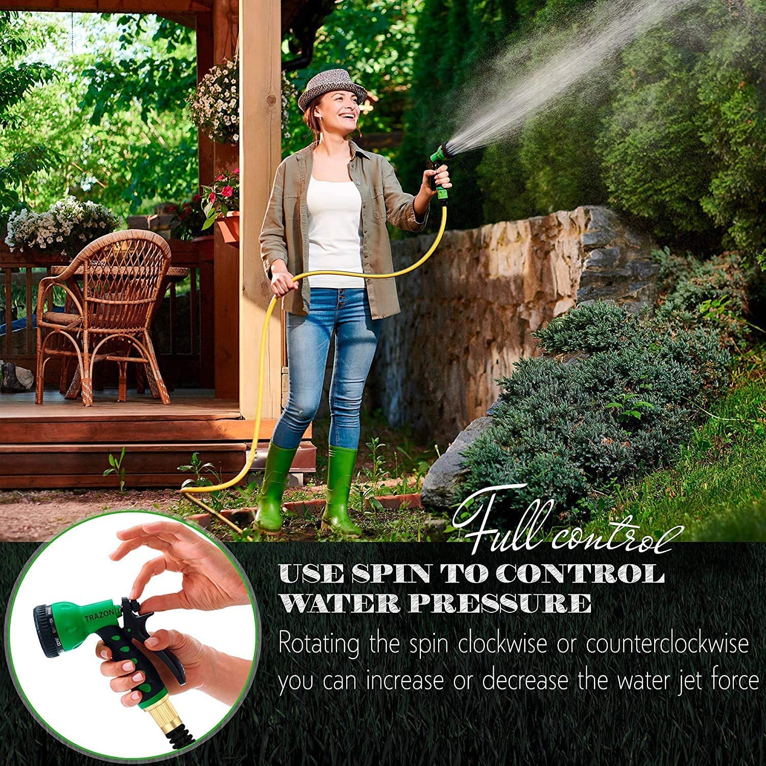 Ikris Garden Hose Nozzle Heavy Duty, High Pressure. Water Hose Nozzle Sprayer, Gun, Head. Spray Nozzle for Garden Hose, 9 Adjustable Watering Patterns, Nozzles for Garden, Lawn, Car Wash