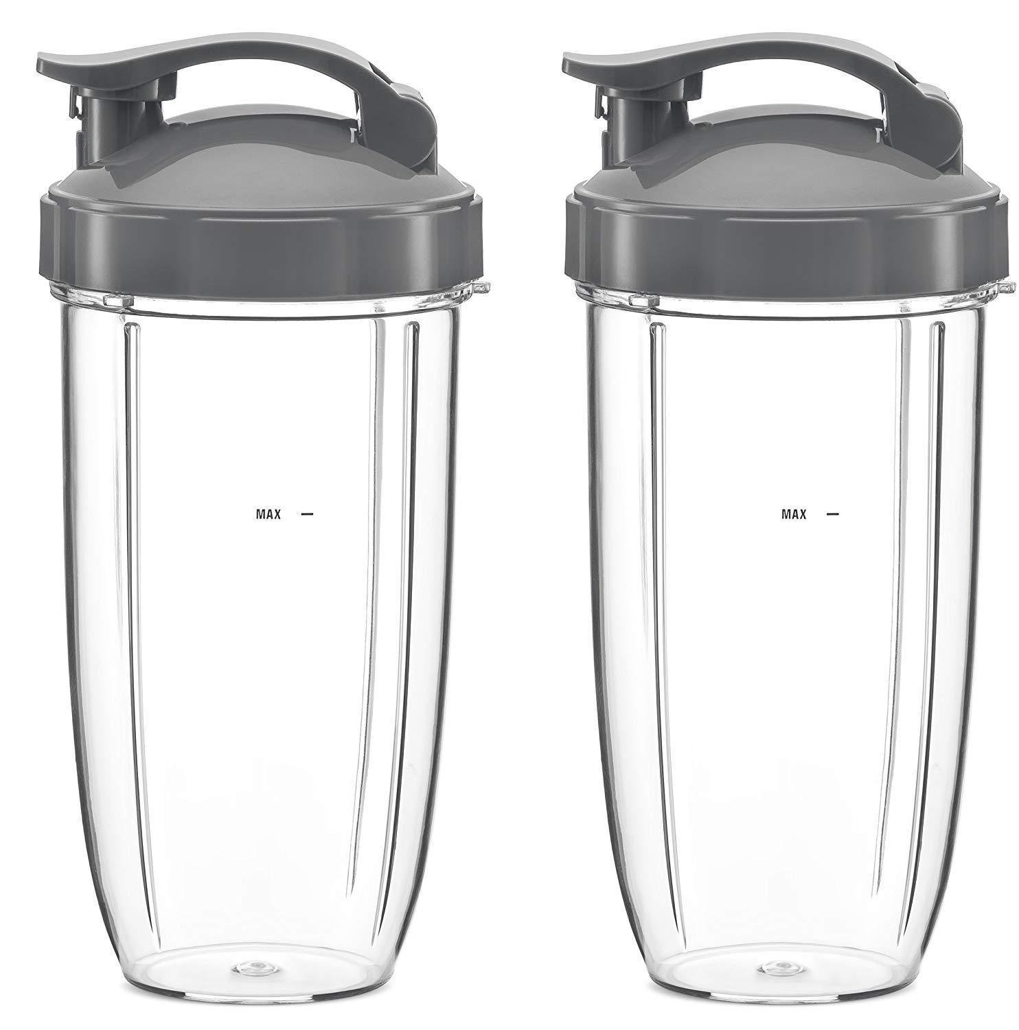 Preferred Parts 32oz Replacement Cups with Flip Top To Go Lid for NutriBullet 600w and Pro 900w Blender (2 Pack)