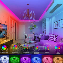 HRDJ Led Strip Lights 66ft, Music Sync Color Changing Led Light Strip 5050 SMD Flexible Rope Lights with 24Key Remote APP Control Led Lights for Bedroom Party