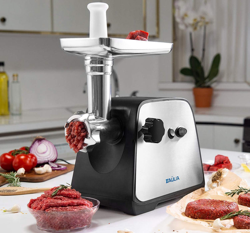 Baulia MG806 Electric Grinder for Home Use, 3 Cutting Blades & Stuffing Tubes, Stainless Steel Meat Mincer for Making Sausages, Chopped Liver, Size