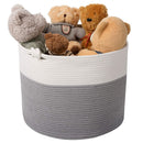 Goodpick Cotton Rope Basket with Handle for Baby Laundry Basket Toy Storage Blanket Storage Nursery Basket Soft Storage Bins-Natural Woven Basket, 15'' × 15'' × 14.2''