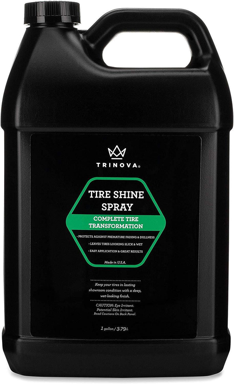 TriNova Tire Shine Gallon Size - Leaves Brilliant Wet Looking Shine, Perfect for Detailer. Best Dressing for Slick Finish on Tires, Rubber, Wheels. Bulk gal 128oz