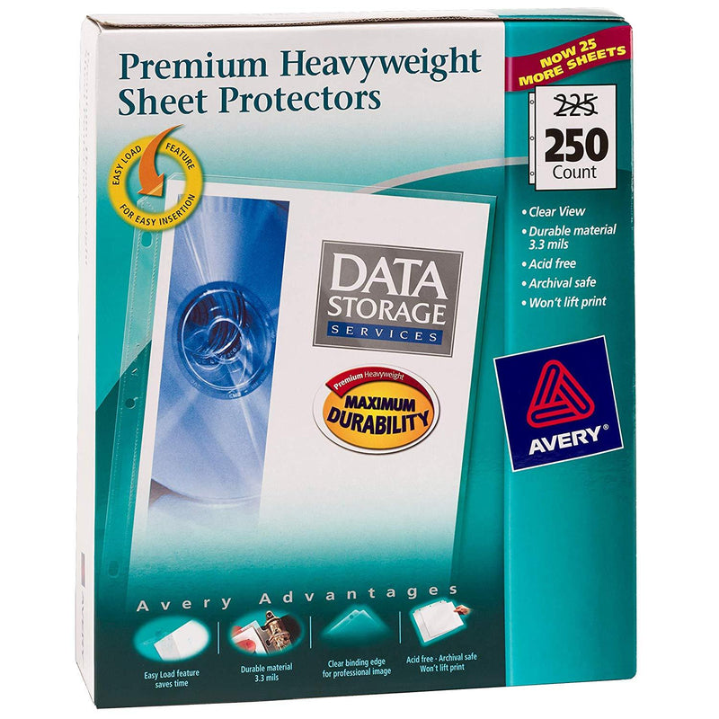 Avery Premium Heavyweight Diamond Clear Sheet Protectors, 8.5" x 11", Acid-Free, Easy Load, 250ct (76006)