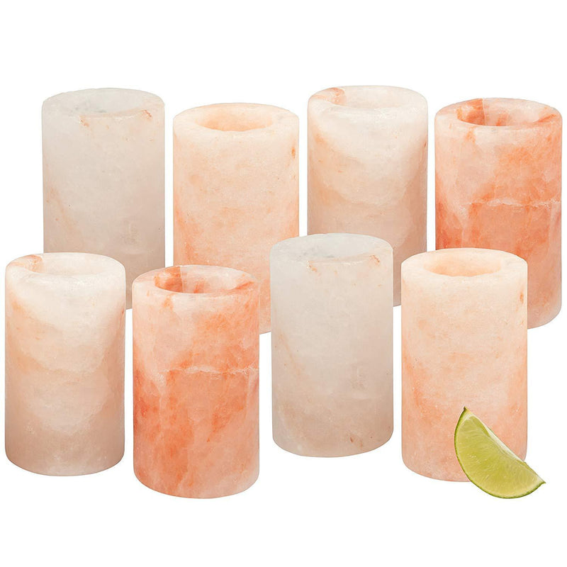 Himalayan Salt Shot Glasses, Set of 4 All-Natural FDA Approved 3" Pink Salt Glasses -Tequila Shot Glasses