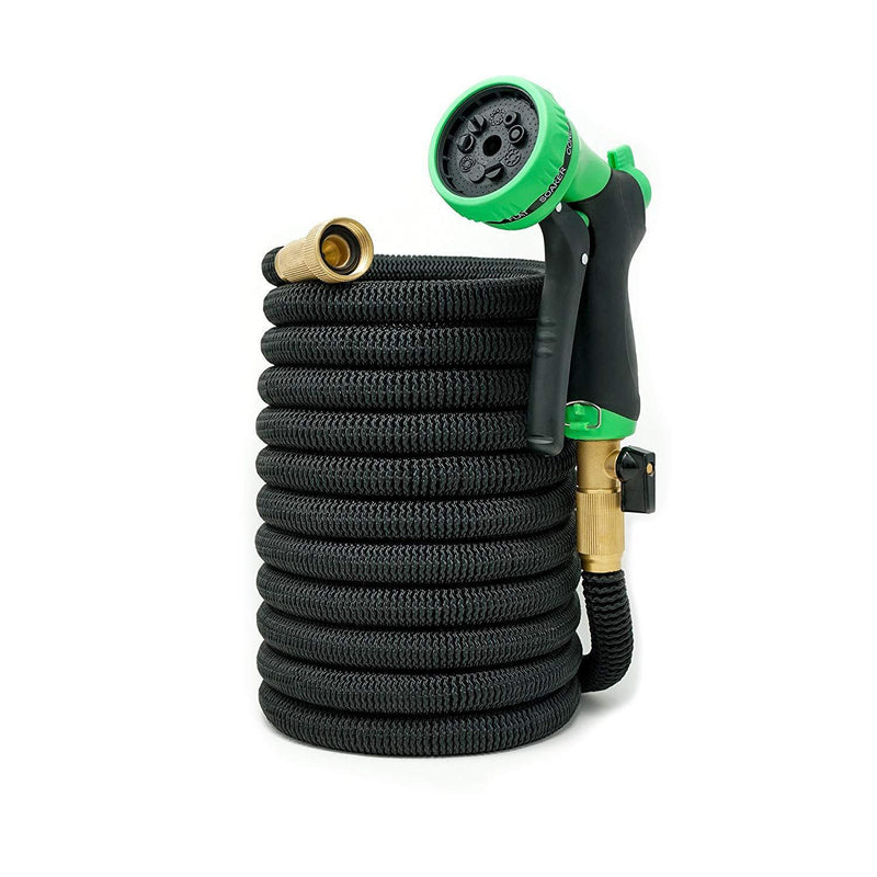 Yetolan 50ft Expandable Hose - NEW Heavy Duty Expandable Garden Hose - Triple Latex Core, 3/4 Brass Connectors, Extra Strength Fabric, Expanding Garden Hose with 9 Function Spray Nozzle - 1 Year Warranty