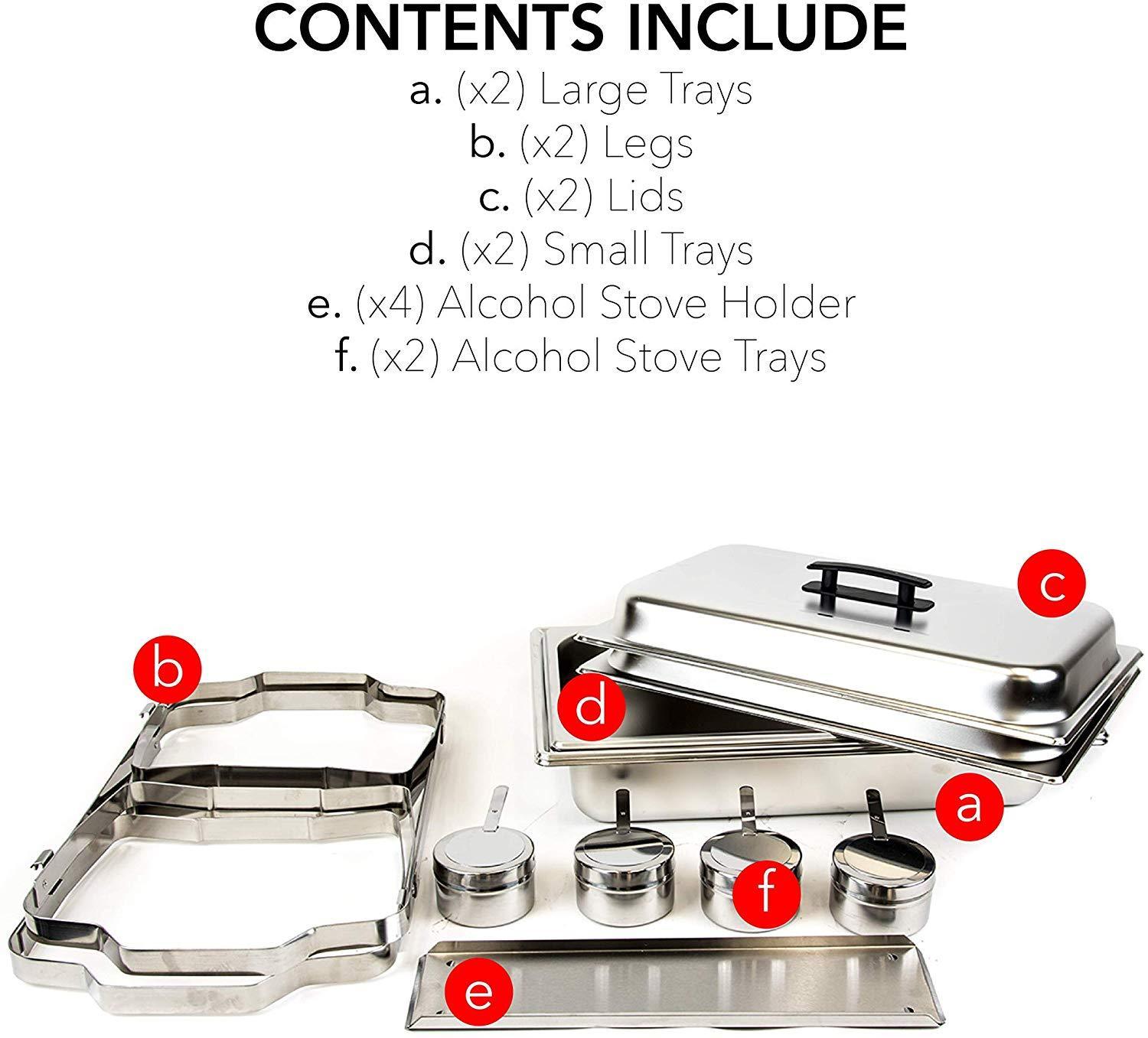 ALPHC LIVING 70012 2 Pack 8QT Chafing Dish High Grade Stainless Steel Chafer Complete Set, One Pack, white