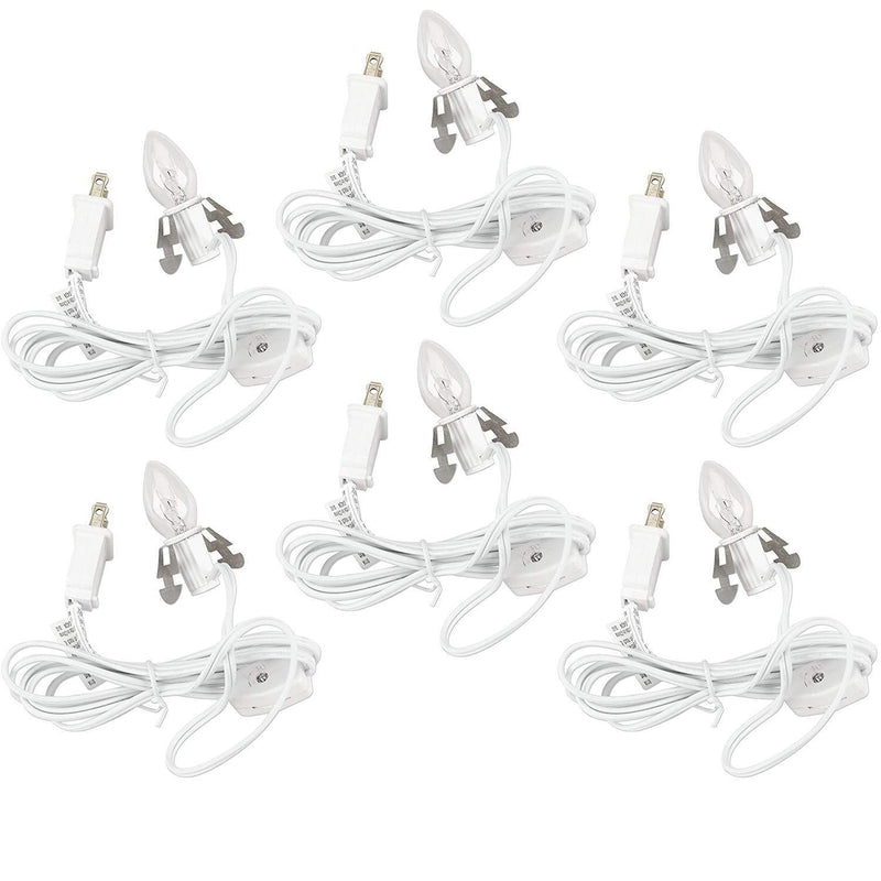 Set of 6 Darice 6402 Accessory Cord with 1 Lights, 6-Feet, White