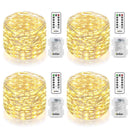 4 Pack Fairy Lights Fairy String Lights Battery Operated Waterproof 8 Modes Remote Control 50 Led String Lights 16.4ft Silver Wire Firefly lights for Bedroom Wedding Festival Decor (Cool White) ¡­