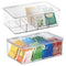 mDesign Stackable Plastic Tea Bag Holder Storage Bin Box for Kitchen Cabinets, Countertops, Pantry - Organizer Holds Beverage Bags, Cups, Pods, Packets, Condiment Accessories - 2 Pack - Clear
