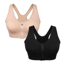 Women's Zip Front Sports Bra Wireless Post-Surgery Bra Active Yoga Sports Bras