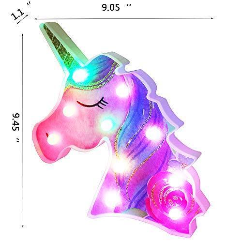 Pooqla LED Unicornio Night Light Lamp Kids Marquee Lights Unicorn Shape Signs Light Up Christmas Party Wall Decoration Battery Operated (Pink)