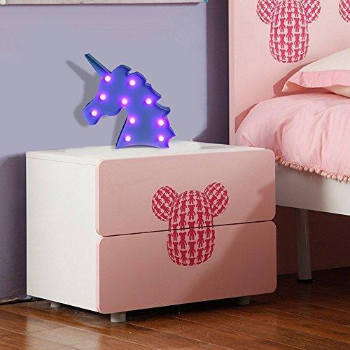 Pooqla LED Unicornio Night Light Lamp Kids Marquee Lights Unicorn Shape Signs Light Up Christmas Party Wall Decoration Battery Operated (Pink)