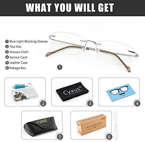 Cyxus Blue Light Blocking Computer Glasses [Better Sleep] Anti Digital Eye Strain Headache Video Eyewear (Blue Browline Frame)