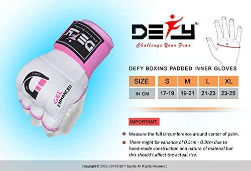 DEFY Gel Padded Premium Inner Gloves with Hand Wraps MMA Muay Thai Boxing Training Fight PAIR