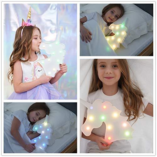 Pooqla LED Unicornio Night Light Lamp Kids Marquee Lights Unicorn Shape Signs Light Up Christmas Party Wall Decoration Battery Operated (Pink)