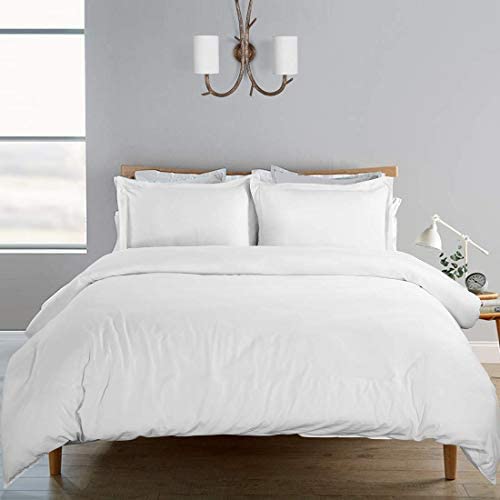 100% Washed Cotton Duvet Cover 3 Piece, Comforter Cover California King Size, Ultra Soft with Zipper Closure, Corner Ties, Simple Bedding Style, Gray White Plaid by SORMAG
