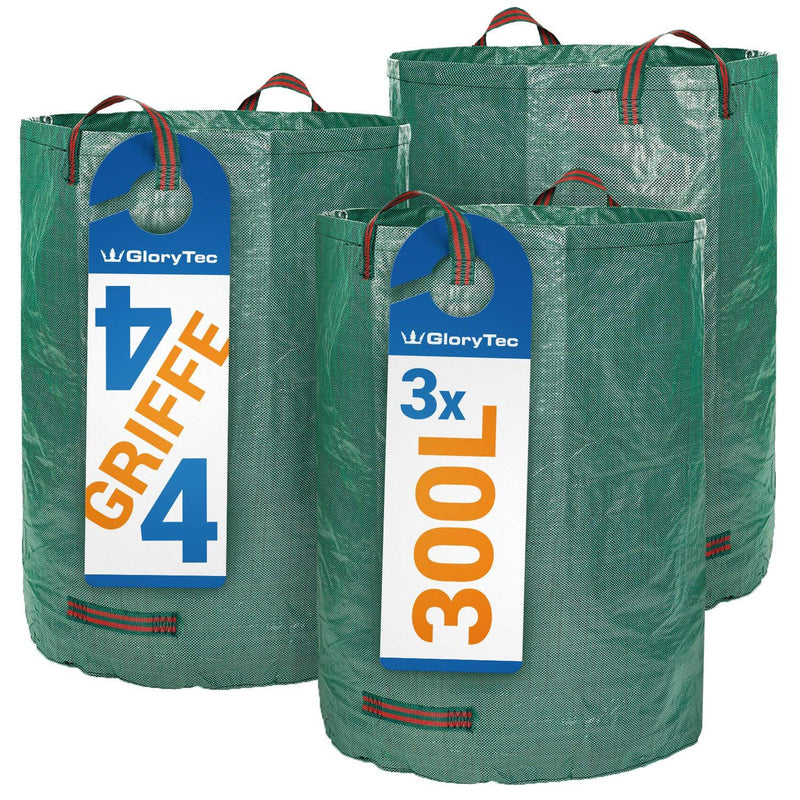 Glorytec 3-Pack 80 Gallons Garden Bag - Extra Large Reusable Leaf Bags - Garden Waste Bags - Collapsible Gardening Containers for Lawn and Yard Waste - 4 Handles