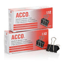 ACCO Binder Clips, Medium, 2 Boxes, 12/Box (A7072050), Black