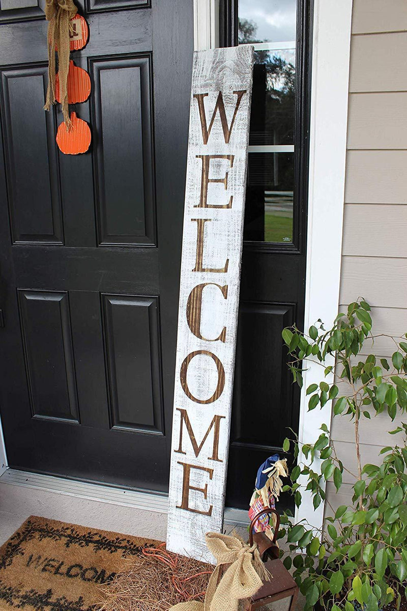 SmithFarmCo Wooden Welcome Sign for Home Front Porch Sign/Front Door Sign: Rustic Wood