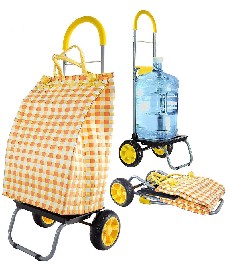 Dbest  Trolley Dolly, Brown Shopping Grocery Foldable Cart