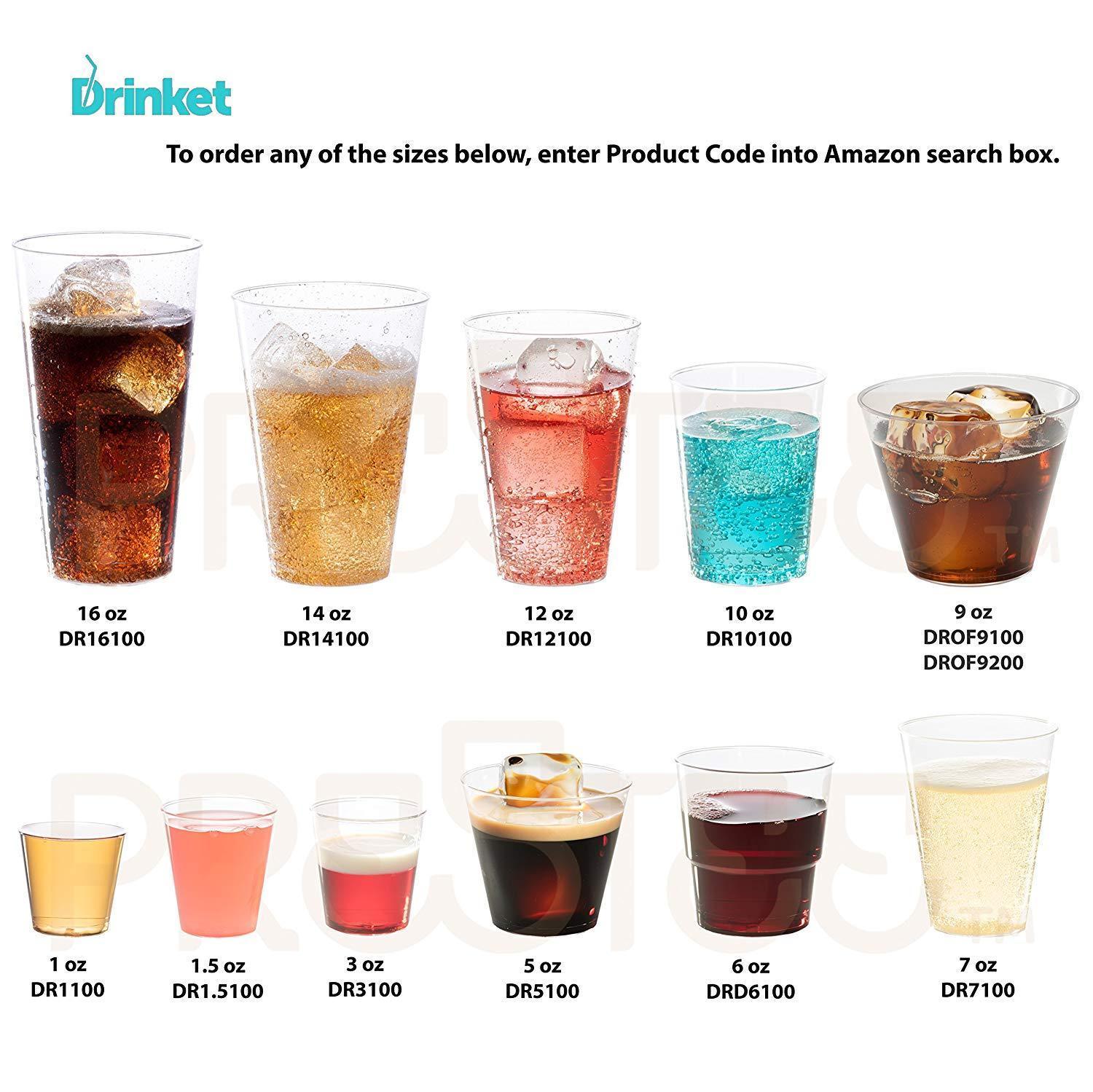 PRESTEE  Clear Plastic Cups | 9 oz. 100 Pack | Hard Disposable Cups | Plastic Wine Cups | Plastic Cocktail Glasses | Plastic Drinking Cups | Small Plastic Party Punch Cups | Bulk Party Wedding Tumblers